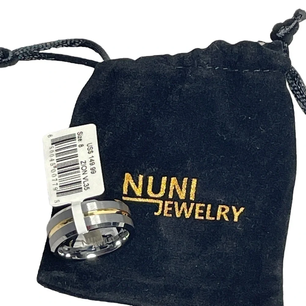 Nuni Jewelry 8mm Tungsten comfort band wedding ring NWT